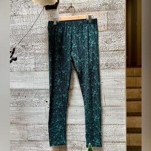 3/$30 Sweetlegs | Pull-On Soft Peacock-Patterned Leggings - O/S, Turquoise/Black